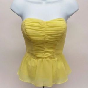 YELLOW GUESS STRAPLESS RUCHED TOP